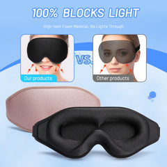 3D Natural Memory Foam Sleep Mask for Comfort